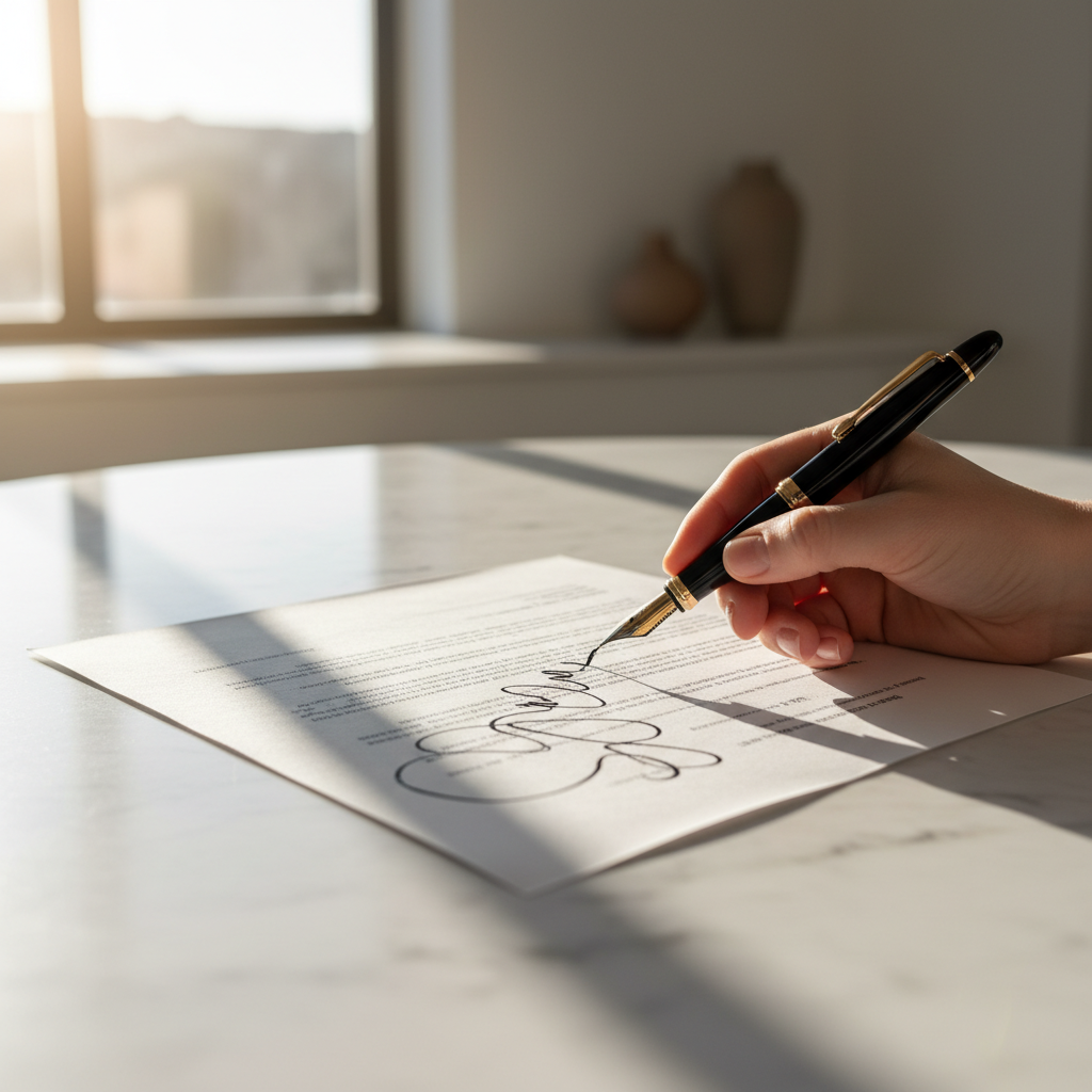 A hand signing a grant deed, symbolizing property ownership and value in the Sacramento housing market.
