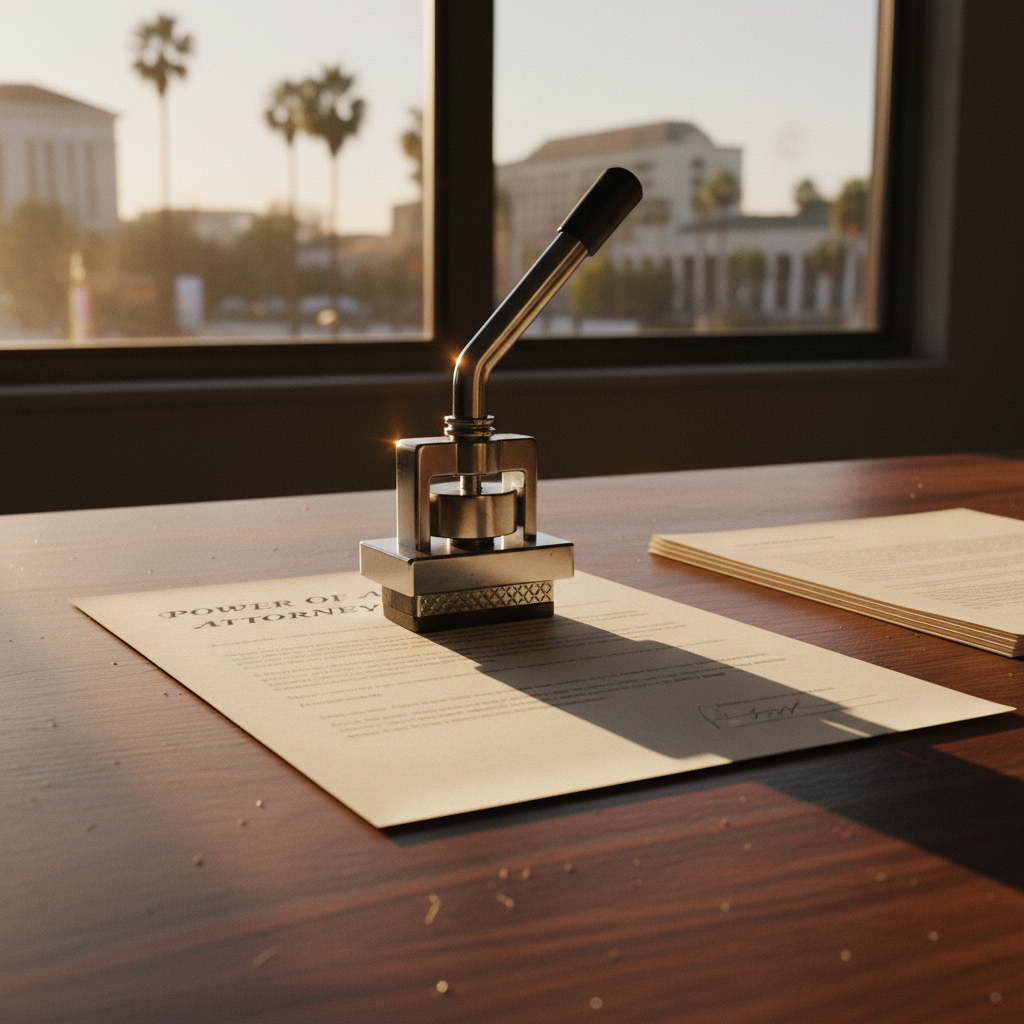 Tax deadline documents spread on a desk with a notary stamp and pen